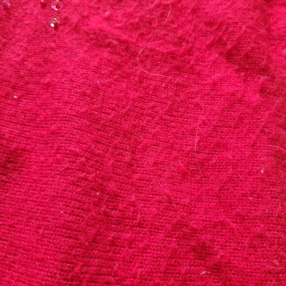 Vintage Carriage Court Red Embellished Sweater With Floral Applique & Sequins S - Picture 6 of 7